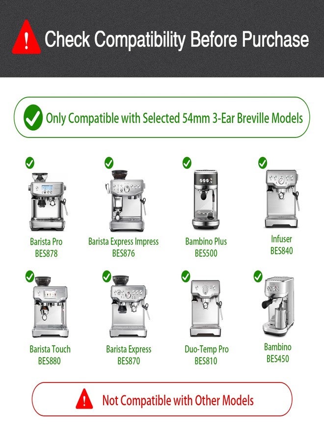 WhaleSiper 54mm Bottomless Portafilter & Puck Screen, 3-Ear Stainless Head, Compatible with Breville Barista Pro, Bambino Plus, Barista Express Impress, Infuser, Barista Touch, Duo-Temp Pro & Bambino - Image 2